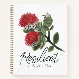 Hawaiaanse rode Lehua-bloem Aquarel Veerkracht Notitieboek