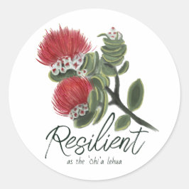 Hawaiaanse rode Lehua-bloem Aquarel Veerkracht Ronde Sticker