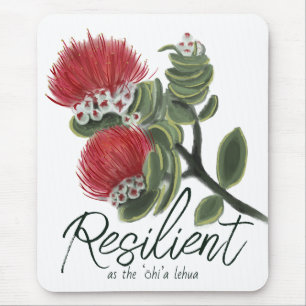 Hawaiaanse Rode Lehua Bloem Aquarel Weerbaarheid Muismat