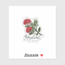 Hawaiaanse Rode Lehua Bloem Aquarel Weerbaarheid Sticker