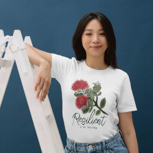 Hawaiaanse Rode Lehua Bloem Aquarel Weerbaarheid T-shirt