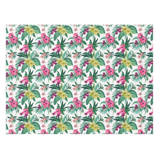 Hawaïaanse roze en gele bloemen tafelkleed (Voorkant (Horizontaal))