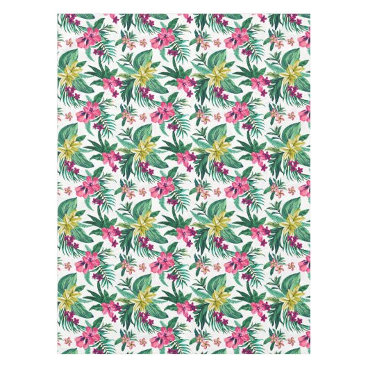 Hawaïaanse roze en gele bloemen tafelkleed (Voorkant)