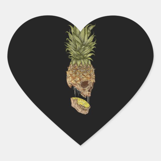 Hawaïaanse schedel ananas zomer cadeau hart sticker (Voorkant)