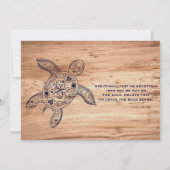 Hawaïaanse Schildpad & Licht Hout Bruiloft Uitnodi Kaart (Achterkant)