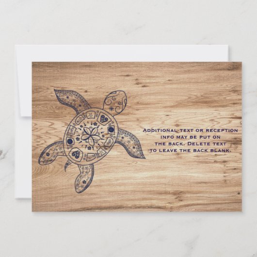 Hawaïaanse Schildpad & Licht Hout Bruiloft Uitnodi Kaart (Achterkant)