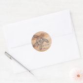 Hawaïaanse Schildpad & Licht Hout Trouwgunst Ronde Sticker (Envelop)