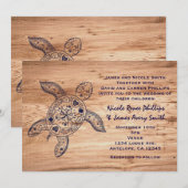 Hawaiaanse Schildpad & Lichte Houten Trouwuitnodig Kaart (Voorkant / Achterkant)