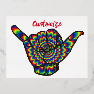 Hawaiaanse Shaka Psychedelische Thunder_Cove Folie Feestdagen Briefkaart
