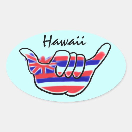 Hawaïaanse shaka symbool staat vlag artistieke sti ovale sticker (Voorkant)