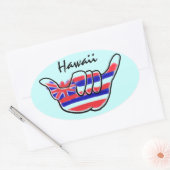 Hawaïaanse shaka symbool staat vlag artistieke sti ovale sticker (Envelop)