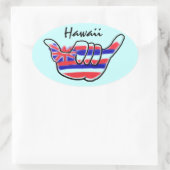 Hawaïaanse shaka symbool staat vlag artistieke sti ovale sticker (Tas)