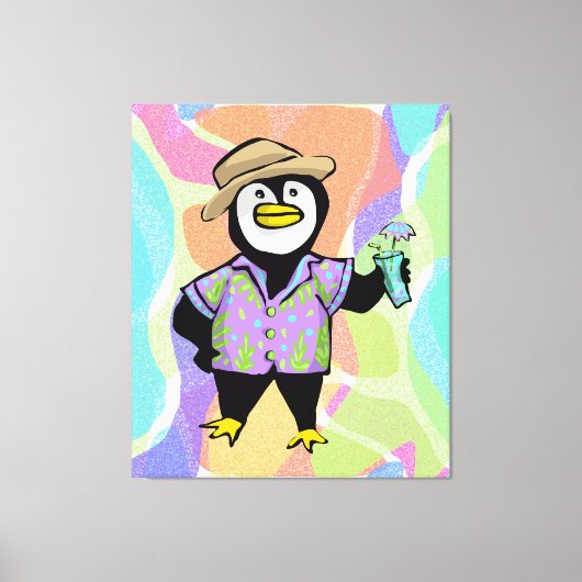 Hawaiaanse Shirt Pinguïn Canvas Afdruk (Voorkant)
