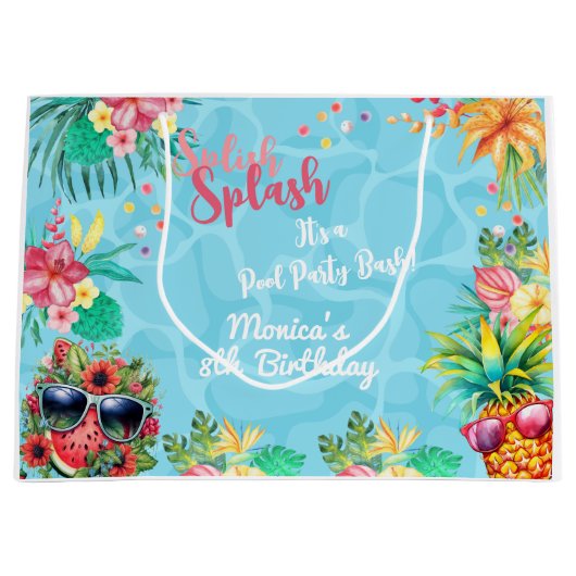 Hawaïaanse splash zomer zwembad verjaardag bash groot cadeauzakje (Voorkant)