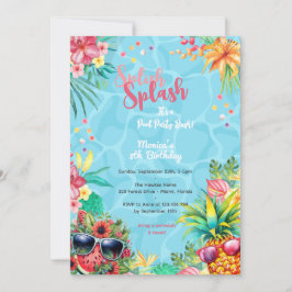 Hawaïaanse splash zomer zwembad verjaardag bash kaart