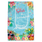 Hawaïaanse splash zomer zwembad verjaardag bash medium cadeauzakje (Achterkant)