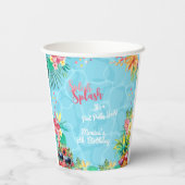 Hawaïaanse splash zomer zwembad verjaardag bash papieren bekers (Achterkant)