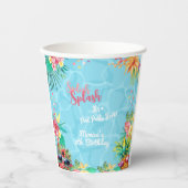 Hawaïaanse splash zomer zwembad verjaardag bash papieren bekers (Voorkant)