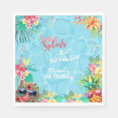 Hawaïaanse splash zomer zwembad verjaardag bash servet (Voorkant)