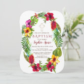 Hawaiaanse Stralende Tropische Bloemenkrans Doop Kaart (Staand voorkant)
