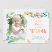 Hawaïaanse stranden meisje 2e verjaardag partij kaart (Voorkant)