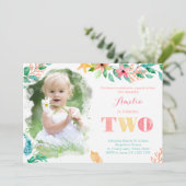 Hawaïaanse stranden meisje 2e verjaardag partij kaart (Staand voorkant)