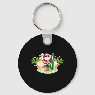 Hawaiaanse surfende kerstman of surfstrand kerstmi sleutelhanger