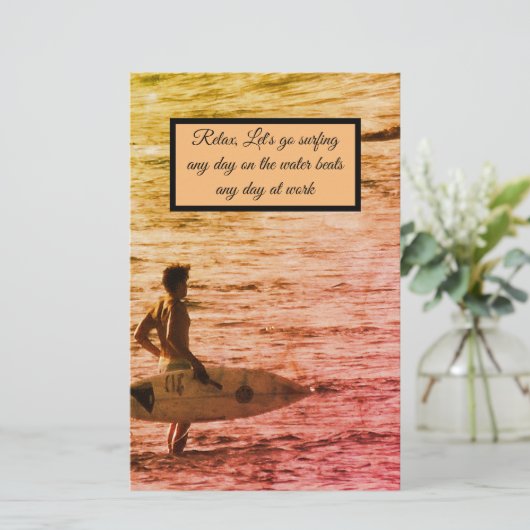 Hawaiaanse surfer briefpapier (Staand voorkant)