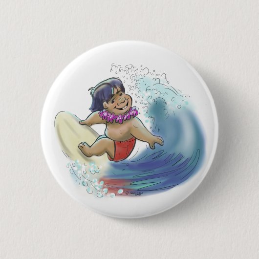 Hawaiaanse surfer ronde button 5,7 cm (Voorkant)