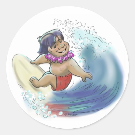 Hawaïaanse surfer ronde sticker (Voorkant)