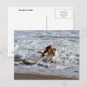 Hawaiaanse surfers duiken erin briefkaart (Voorkant / Achterkant)