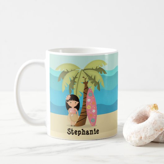 Hawaiaanse Surfmeisje Koffiemok (Met donut)