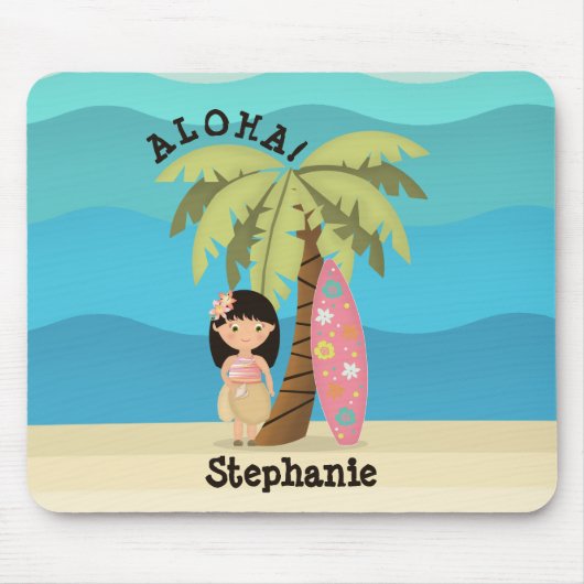 Hawaiaanse Surfmeisje Muismat (Voorkant)