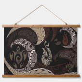 Hawaïaanse tapa iconen hangend wandkleed (Voorkant)