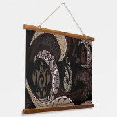 Hawaïaanse tapa iconen hangend wandkleed (Gebogen)