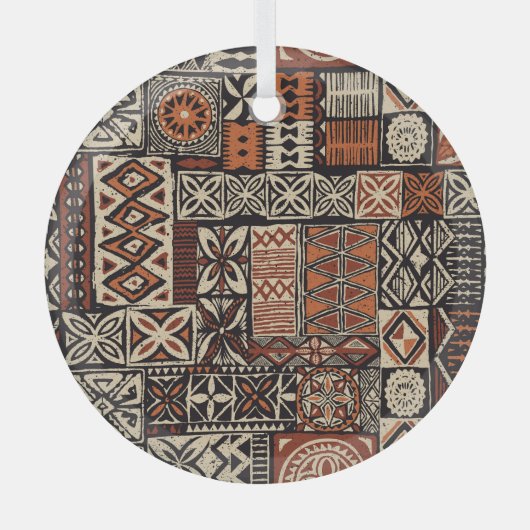 Hawaïaanse tapa: Tribale lappendeken Glas Ornament (Voorkant)