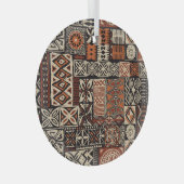 Hawaïaanse tapa: Tribale lappendeken Glas Ornament (Voorkant Rechts)
