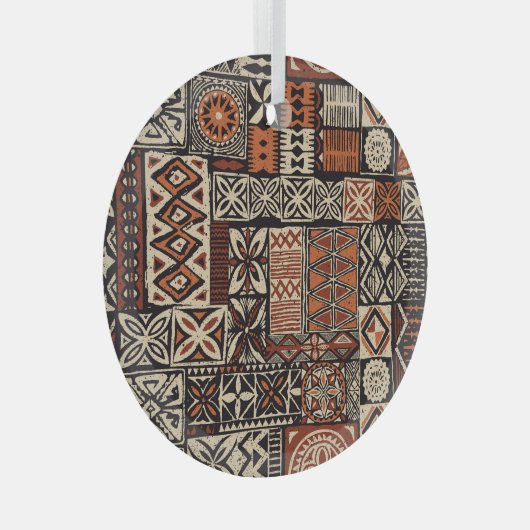 Hawaïaanse tapa: Tribale lappendeken Glas Ornament (Voorkant Rechts)