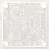 Hawaïaanse tapa: Tribale lappendeken Glazen Onderzetter (Achterkant)