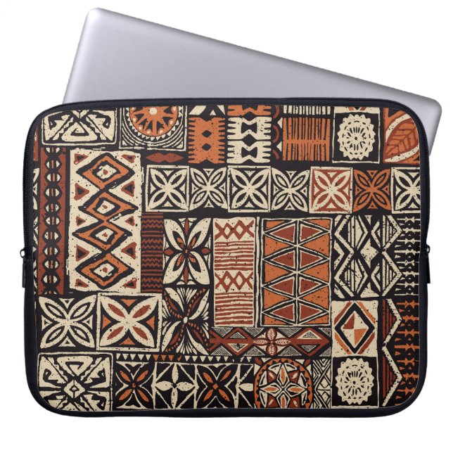 Hawaïaanse tapa: Tribale lappendeken Laptop Sleeve (Voorkant)