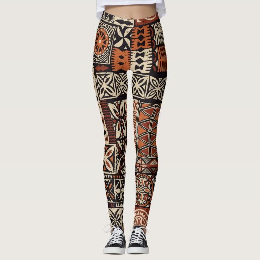 Hawaïaanse tapa: Tribale lappendeken Leggings (Voorkant)