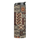 Hawaïaanse tapa: Tribale lappendeken Thermosbeker (Gedraaid links)
