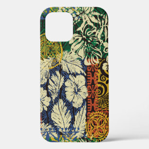 Hawaiaanse tribale elementen en hibiscus stof patc iPhone 12 hoesje
