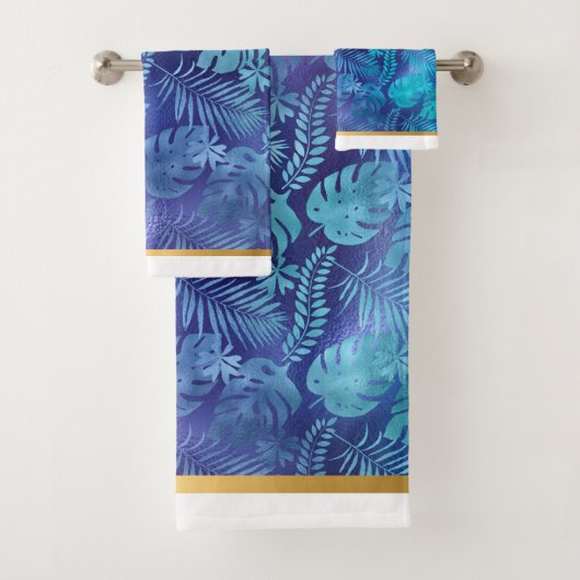 HAWAÏAANSE TROPISCH BLAUWE BADKAMER HANDDOEK SET (Insitu)