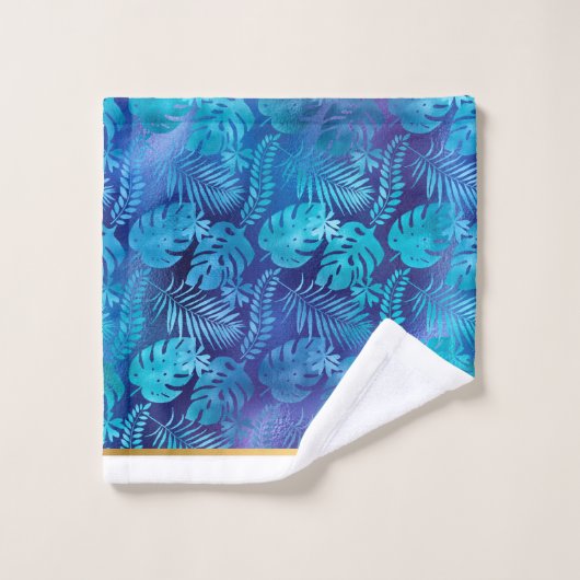 HAWAÏAANSE TROPISCH BLAUWE BADKAMER HANDDOEK SET (Wasdoekje)
