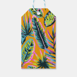 Hawaïaanse Tropische Bladeren En Planten Print Pat Cadeaulabel