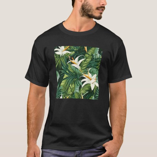Hawaïaanse tropische bloem blad patroon strand Vac T-shirt (Voorkant)