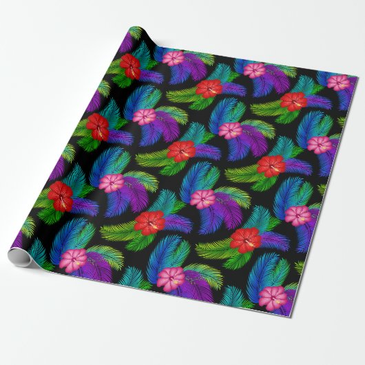 Hawaïaanse Tropische Bloem Cadeaupapier (Uitgerold)
