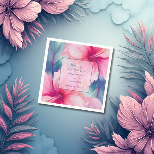 Hawaïaanse tropische bloem Hibiscus save the date Servet