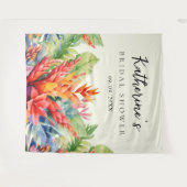 Hawaiaanse Tropische Bloemen Bruidsdouche Wandkleed (Voorkant (horizontaal))